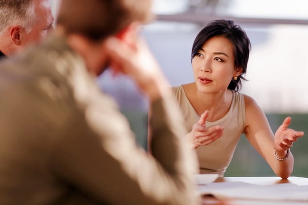 Business people sharing understanding