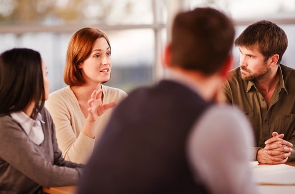 Business people sharing understanding