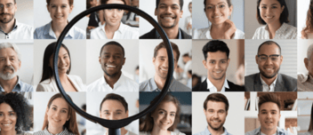 grid-of-faces-with-magnifying-glass-enlarging-face-of-young-black-man